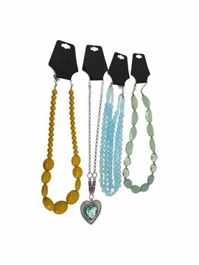 Assorted Women’s Beaded Necklace Set - Yellow, Aqua, Mint